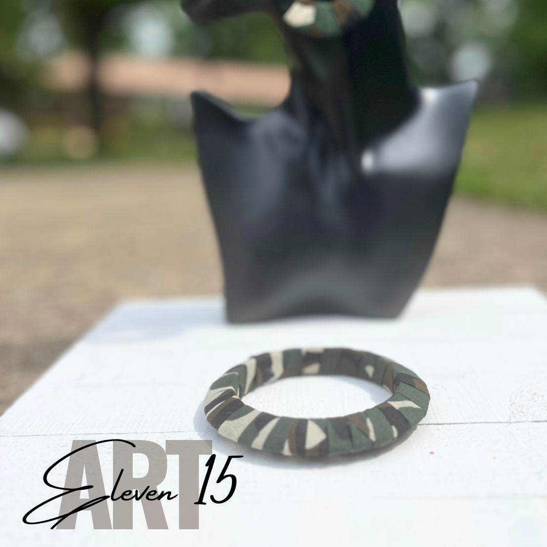 Handcrafted Camouflage Bangle - Custom Statement Jewelry