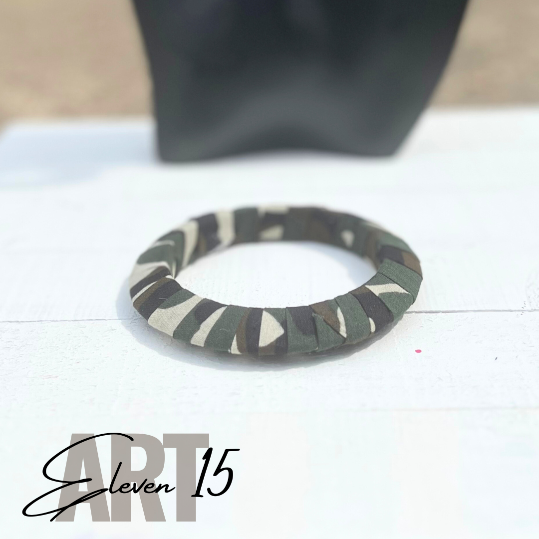 Handcrafted Camouflage Bangle - Custom Statement Jewelry