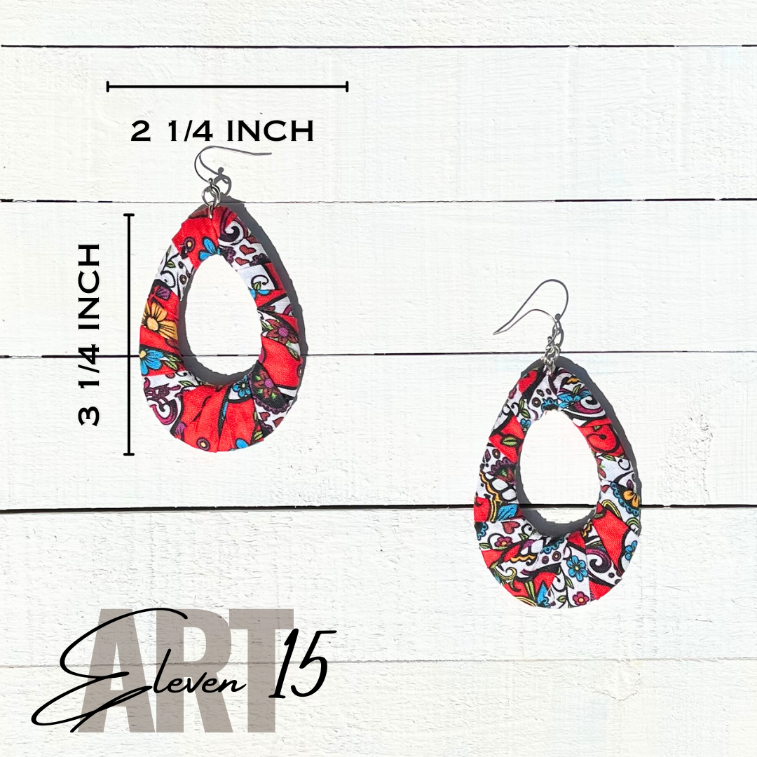 Handcrafted Sugar Red Teardrop Earrings - Custom Lightweight Statement Jewelry